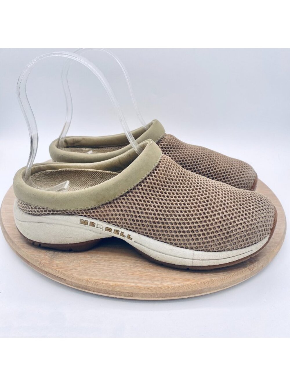 Merrell Shoes Womens 6.5 Beige Mesh Slip On Encore Breeze Mules Garden
